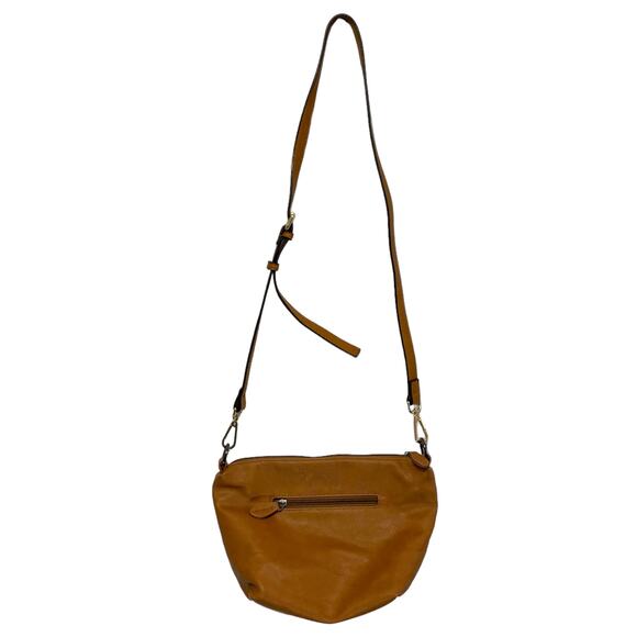 Inzi Faux Leather Adjustable Crossbody Bag Brown Medium Minimalist Timeless - Picture 1 of 9